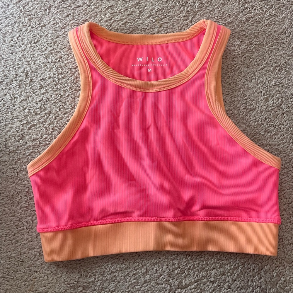 Wilo Neon Pink and Orange Sports Bra
